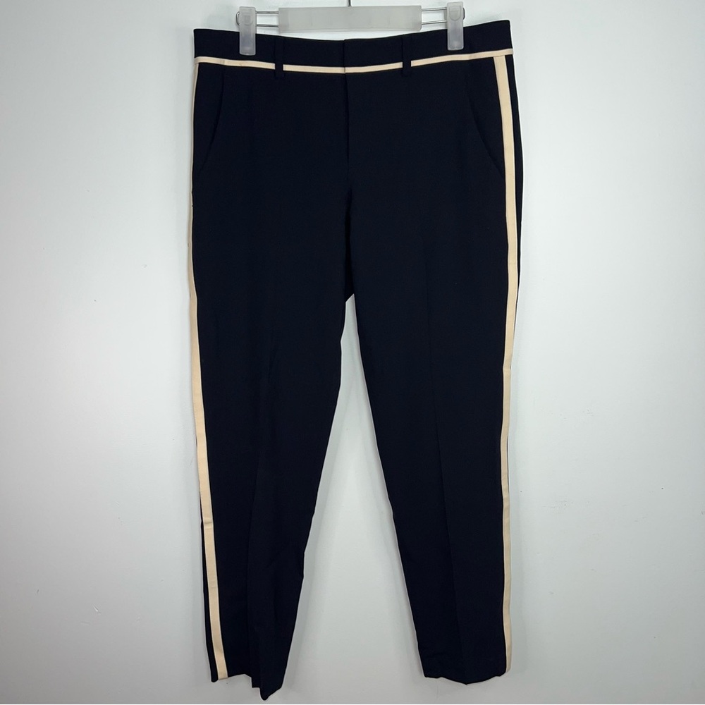 Vince Navy Blue Wool Blend Side Stripe Pants Tailored Minimalist Women’s Size 4